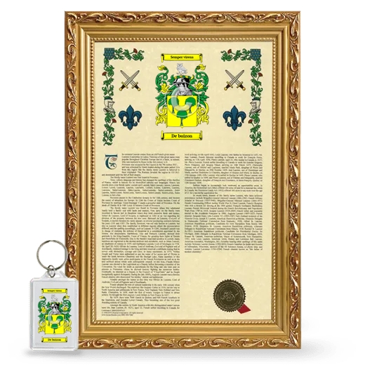 De buizon Framed Armorial History and Keychain - Gold